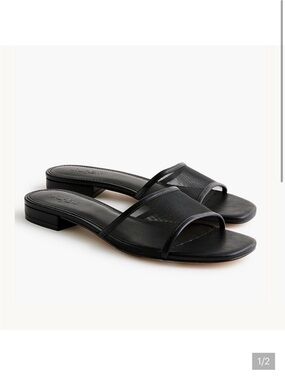 J. Crew Factory Black Mesh Slide Sandals